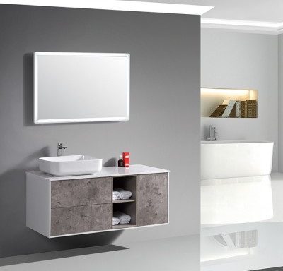 Vanity Glossy White and Grey Stone